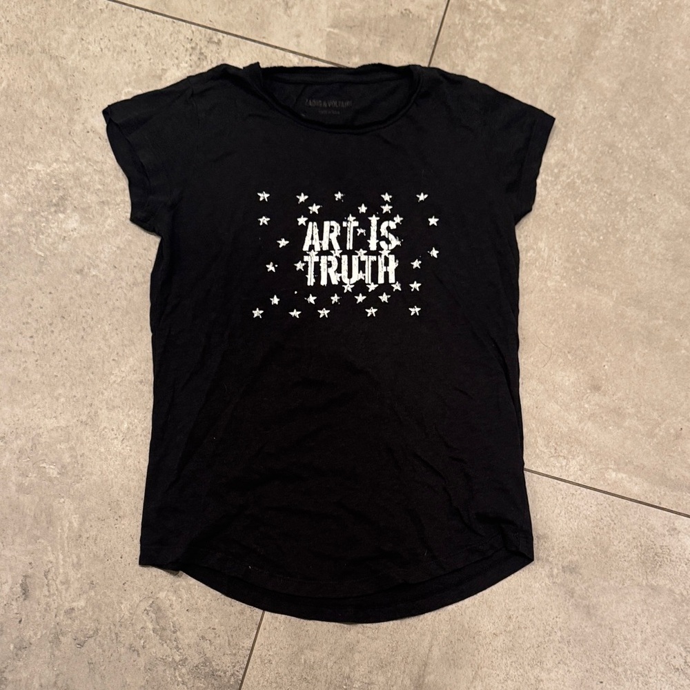 Zadig & Voltaire Black Tee with Star and Text Design